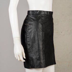 SOLD 90's Minimalist Leather Pencil Skirt Fitted S